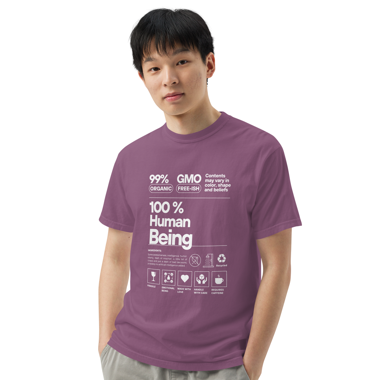 100% Human Being Tee (White Print)