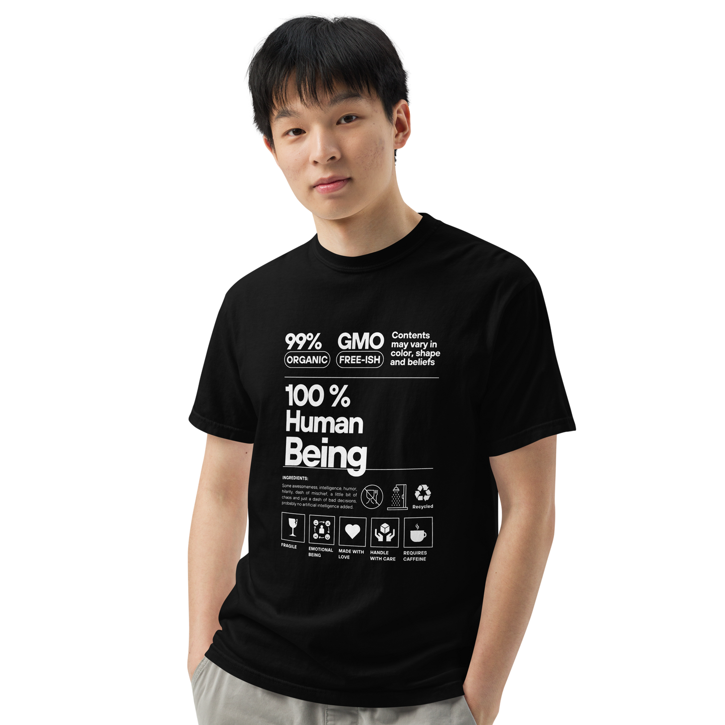 100% Human Being Tee (White Print)