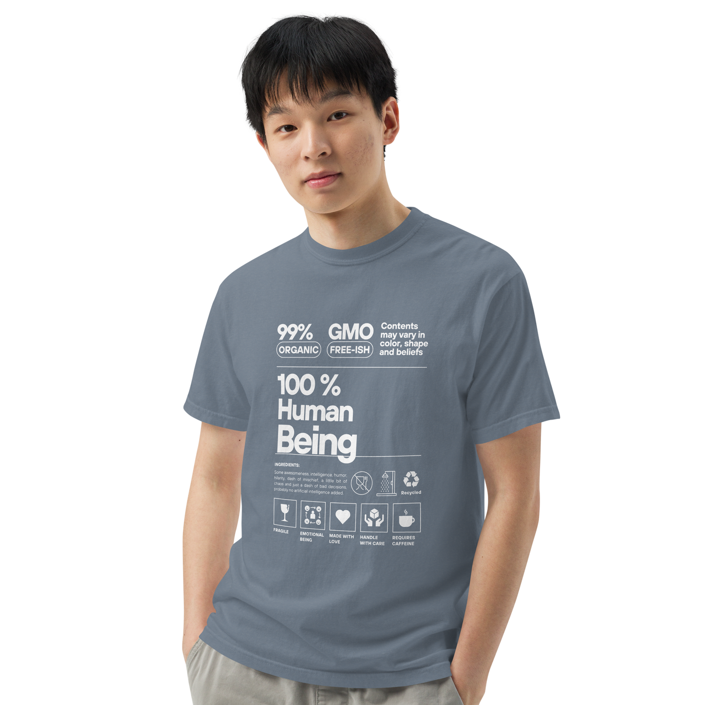 100% Human Being Tee (White Print)