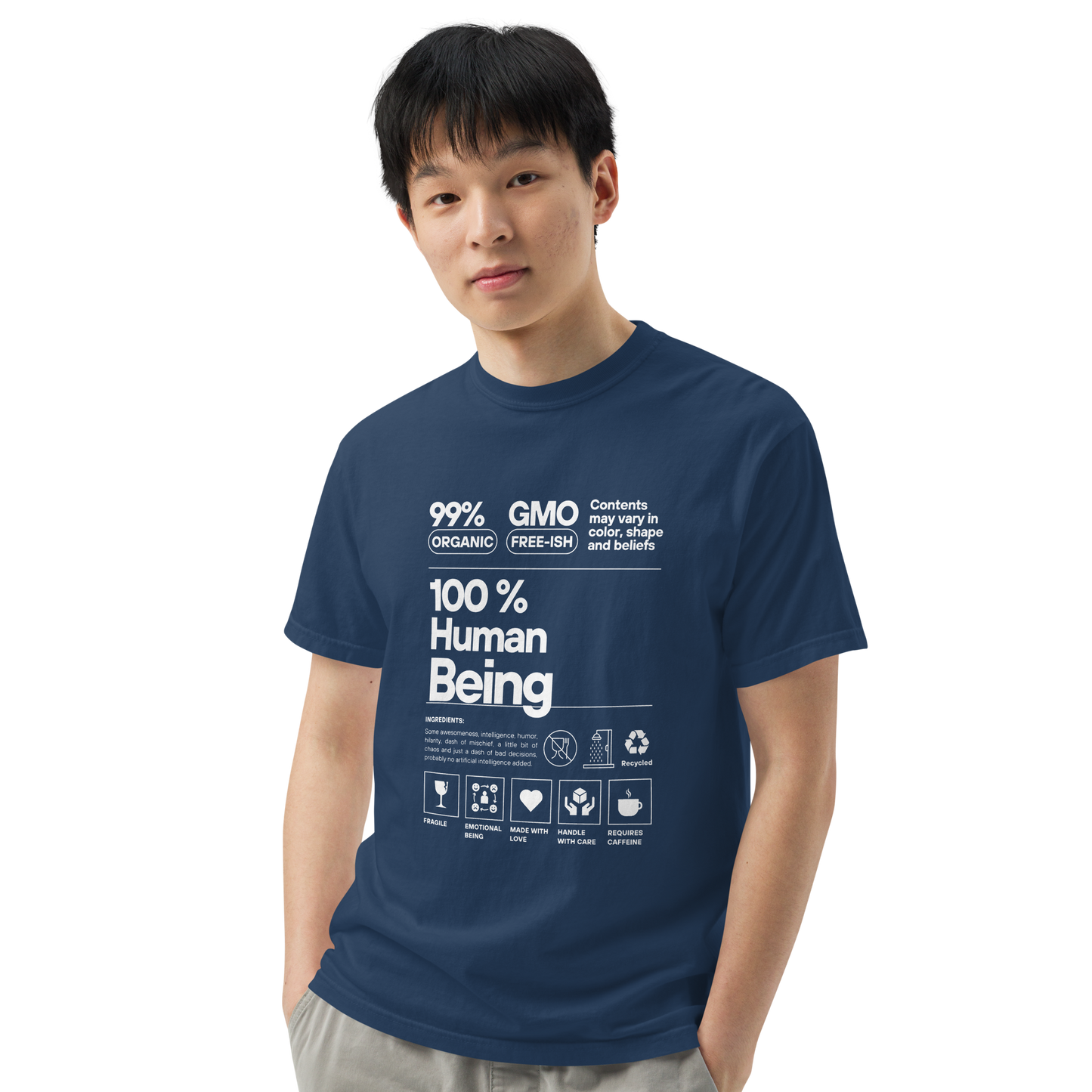 100% Human Being Tee (White Print)